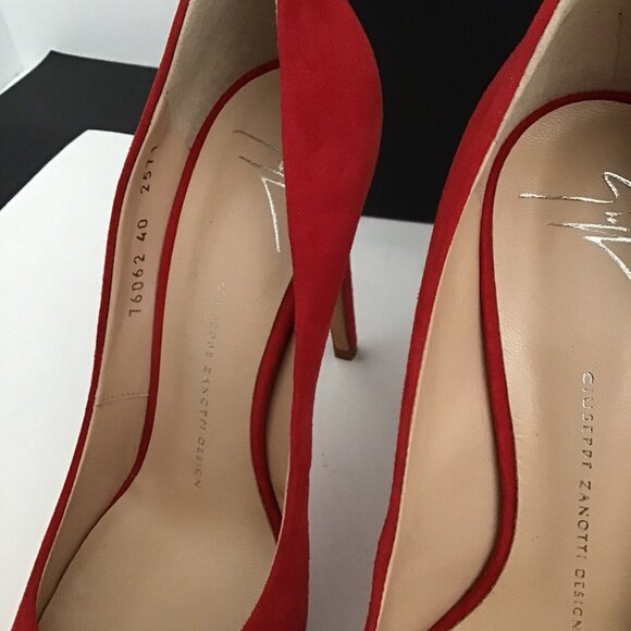 GIUSEPPE ZANOTTI Women's Bimba 110 High-Heel Stiletto Suede Red - Picture 5 of 11